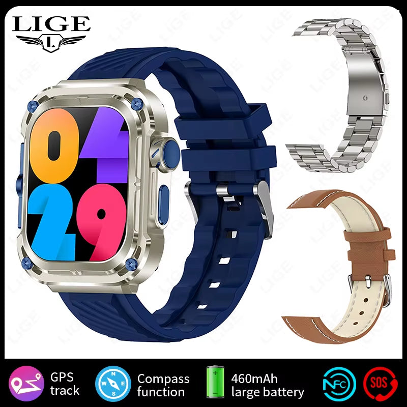 2025 New 2.1" Ultra HD NFC Voice Call Smart Watch Men Compass GPS Track 460Mah Battery Waterproof Watches for HUAWEI Xiaomi