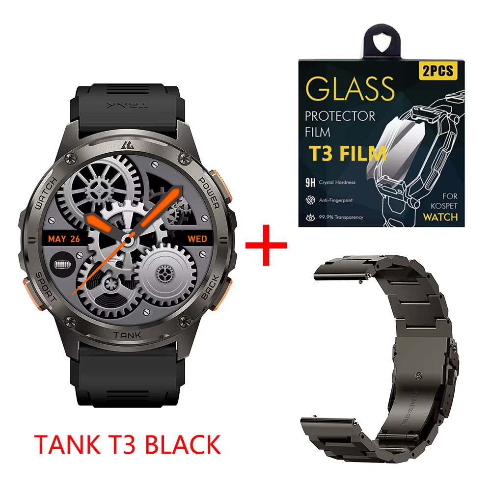 Original TANK T3 Smart Watch for Men Military Smartwatch Women Digital Fitness Watches AMOLED AI Voice AOD Bluetooth