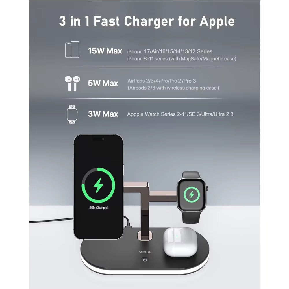 Wireless Charger Stand 4 in 1 Aluminum Alloy Magnetic Wireless Charger Stand