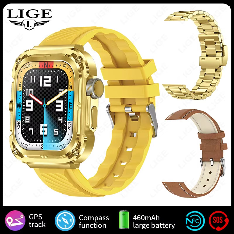 2025 New 2.1" Ultra HD NFC Voice Call Smart Watch Men Compass GPS Track 460Mah Battery Waterproof Watches for HUAWEI Xiaomi