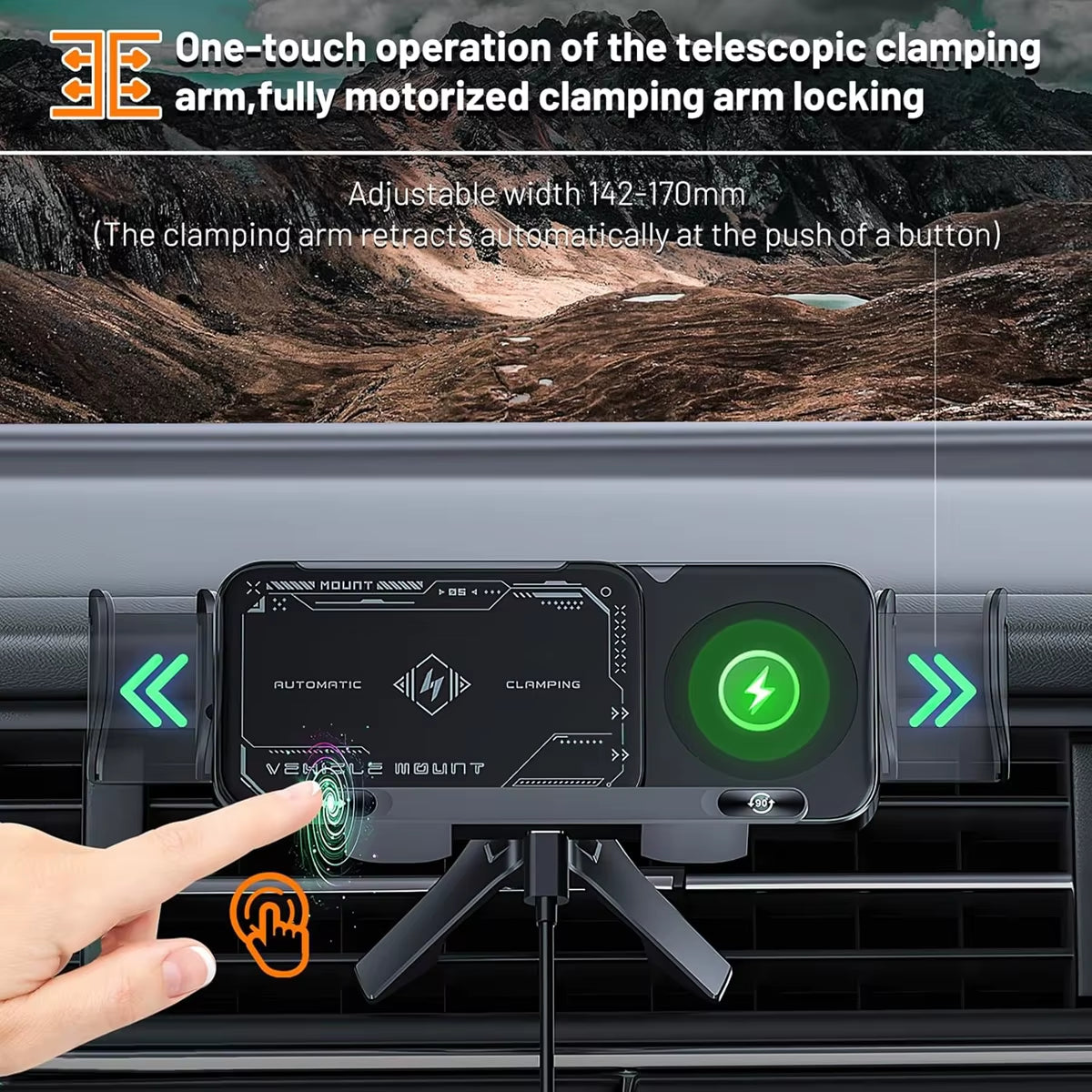 2-In-1 Car Wireless Charger Dual Coil Fold Screen Phone Fast Charging for  Galaxy Z Fold 5 6 Air Vent Car Phone Holder