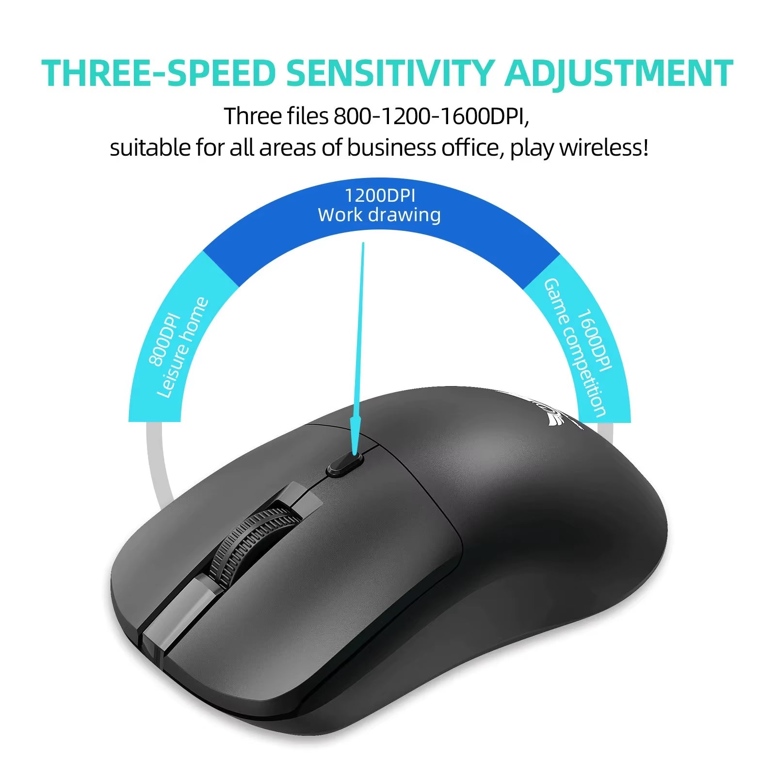 2.4G Wireless Mouse Ergonomic Adjustable 800-1200-1600 DPI Lightweight Rechargeable Office Gaming Mice for Pc/Laptop/Macbook Pro