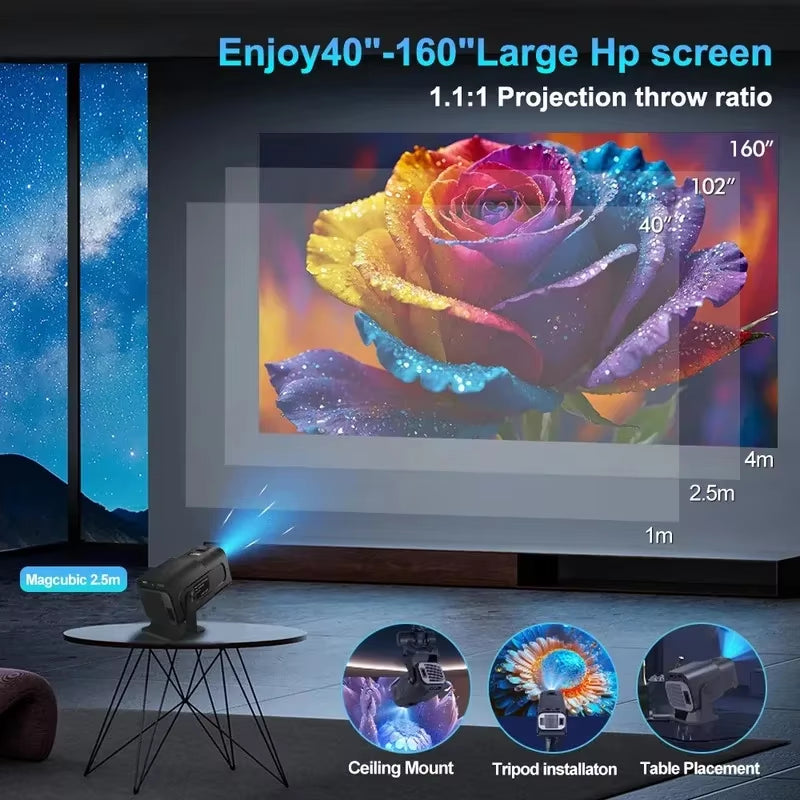 2025 4K Android 11 Projector Native 1080P 390ANSI HY320 Dual Wifi6 BT5.0 1920*1080P Cinema Portable Projetor Upgrated HY300