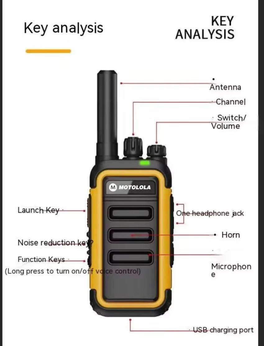Motolola 2Pcs Mini Walkie Talkie Portable Two-Way Radio UHF Transceiver Set Walkie-Talkies Radio Walkie Talkie Long Range COD