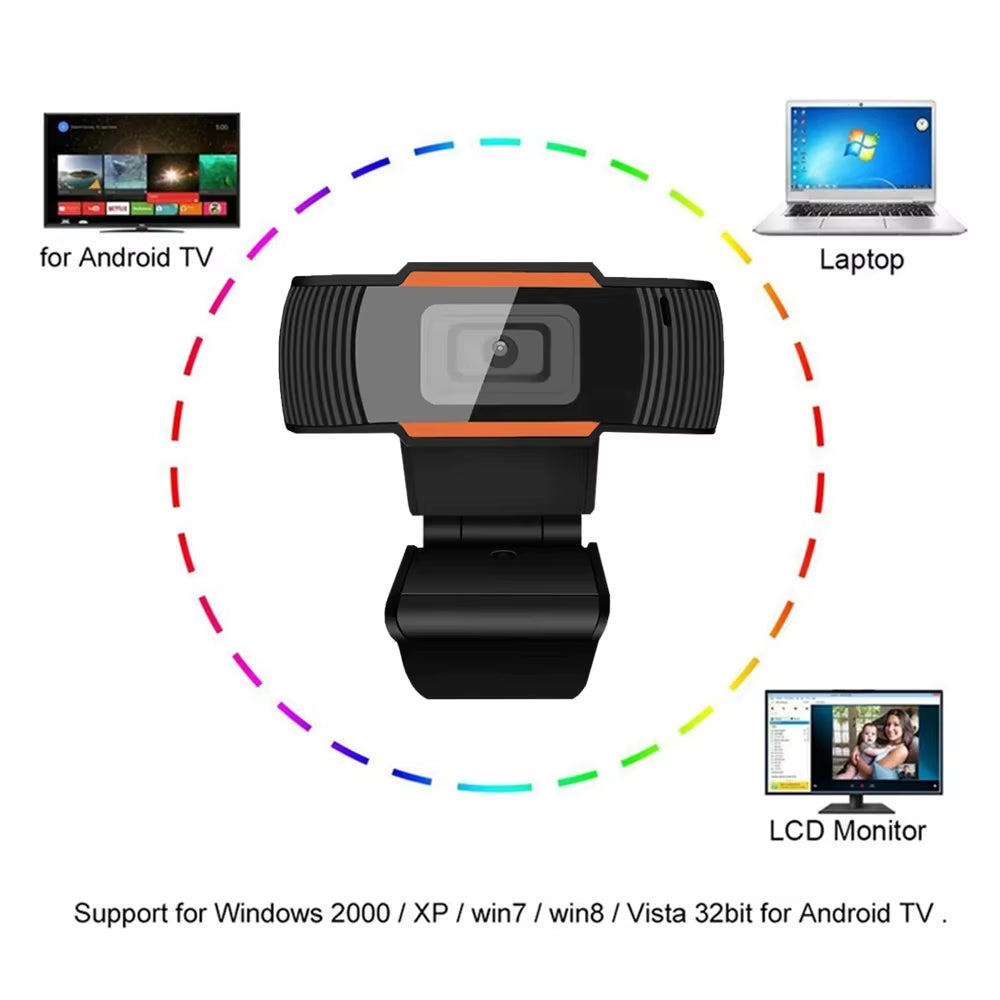 Mini Webcam 480/720/1080P HD USB Web Camera with Microphone for PC Computer Desktop Gamer Webcast Video Call Conference Work