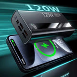 1000000Mah Large Capacity Power Bank Digital Display 120W Fast Charging Outdoor Power Supply for Xiaomi Huawei Iphone