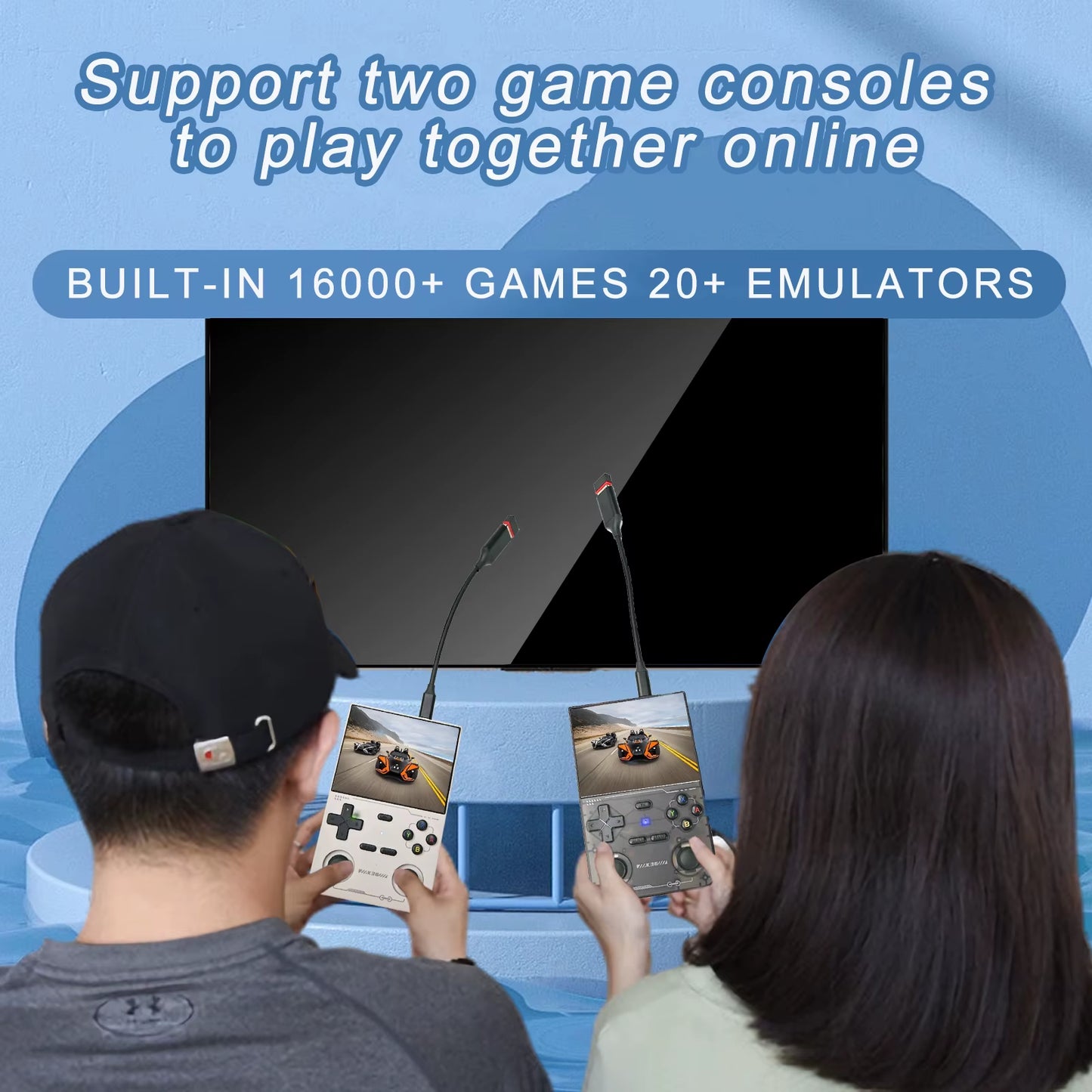 K36 Handheld Game Console 3.5Inch IPS 640X480 Screen Built in 64GB Card Support Two Game Consolesto Play Together Online