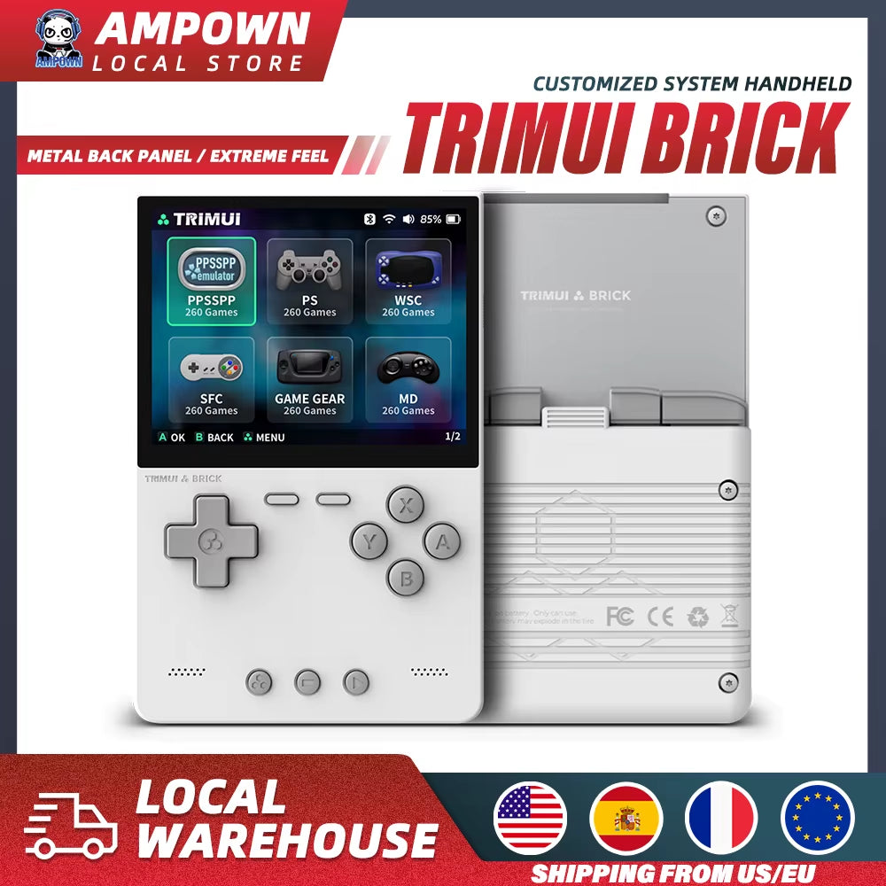 BRICK Handheld Game Console 3.2'' IPS Screen Linux System  UI Metal Back Panel Key LED Lighting Free Keycap Gifts