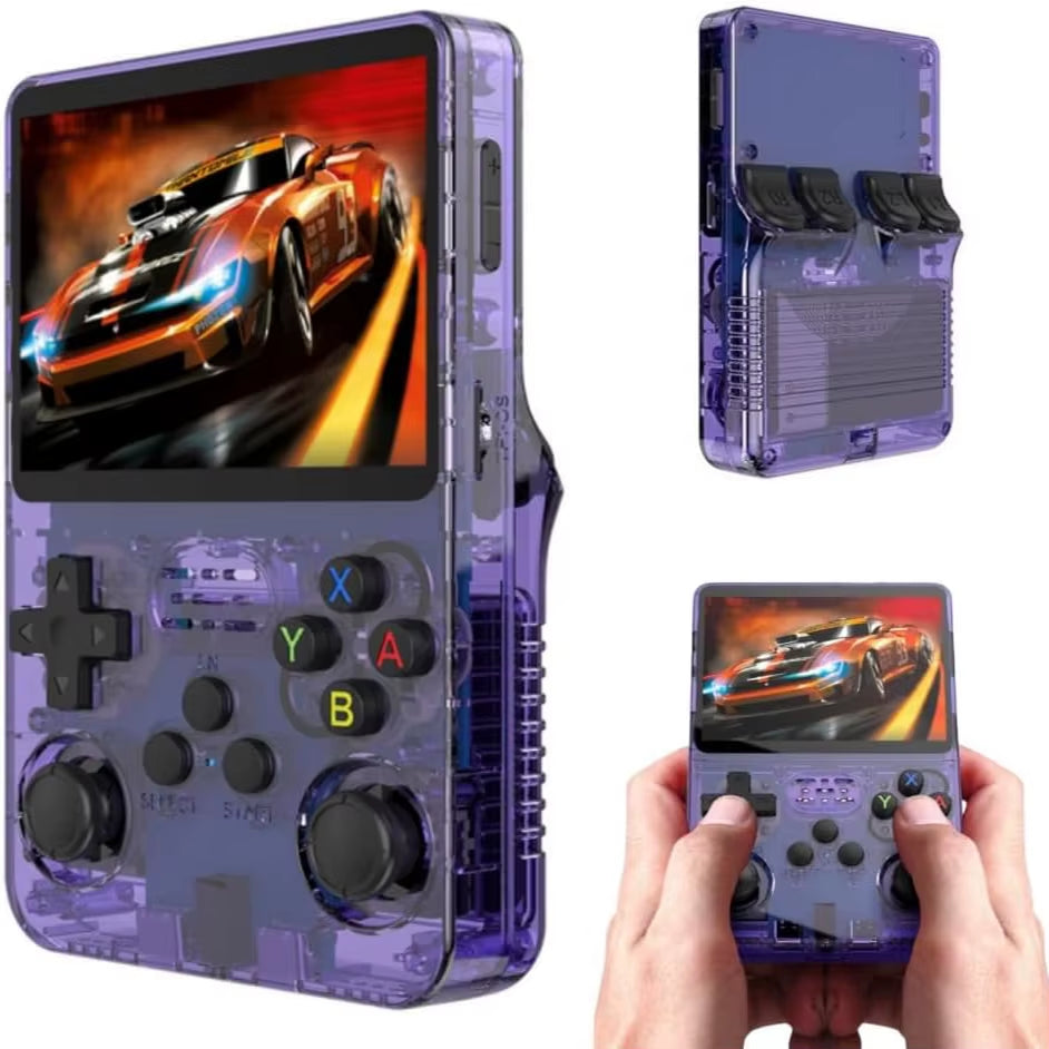 R36S Retro Handheld Game Console 3.5-Inch IPS Screen Video Game Player Built-In 22,000 Games Halloween Gift 128G Purple