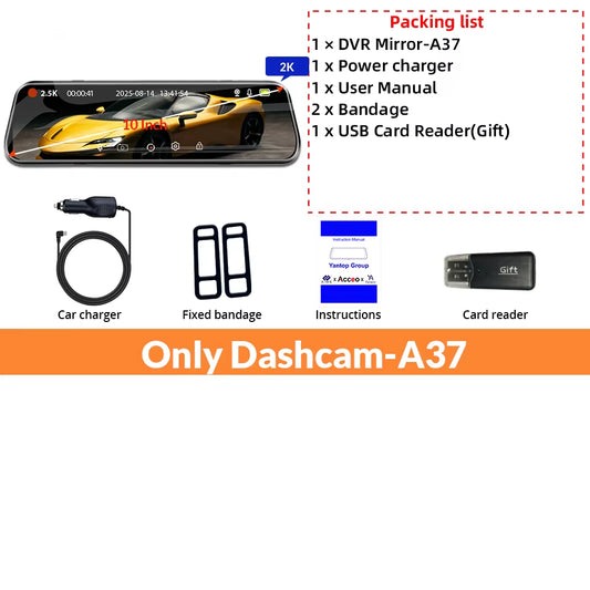 10" Dash Cam 2K Car Dvr Auto WIFI Mirror Stream Optioanl1080P Rearview Black Box Dashcam Camera Night Vision Drive Recorder