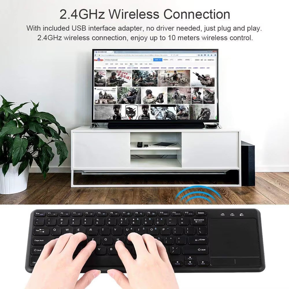 2.4Ghz Ultra Thin Wireless Touch Keyboard with Multi-Touch Touchpad for Windows 10/7 Android TV BOX Notebook Laptop Smart TV