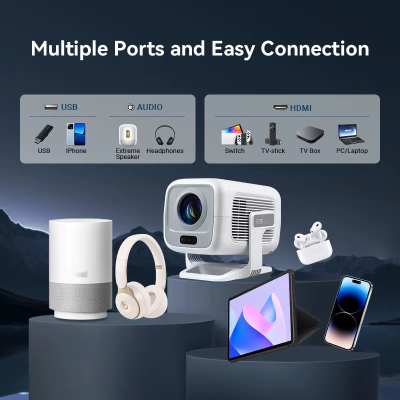 4K Projector Android Native Portable 1080P Auto Focus 600ANSI Video Home Cinema Outdoor Hd Led Projetor