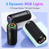 Portable Bluetooth Speaker IPX7 Waterproof, 30W Loud Sound, Deep Bass, Bluetooth 5.4, LED Lights, Wireless Stereo Pairing, 24H Playtime, for Home/Outdoor/Party/Beach, Birthday Gift (Black)