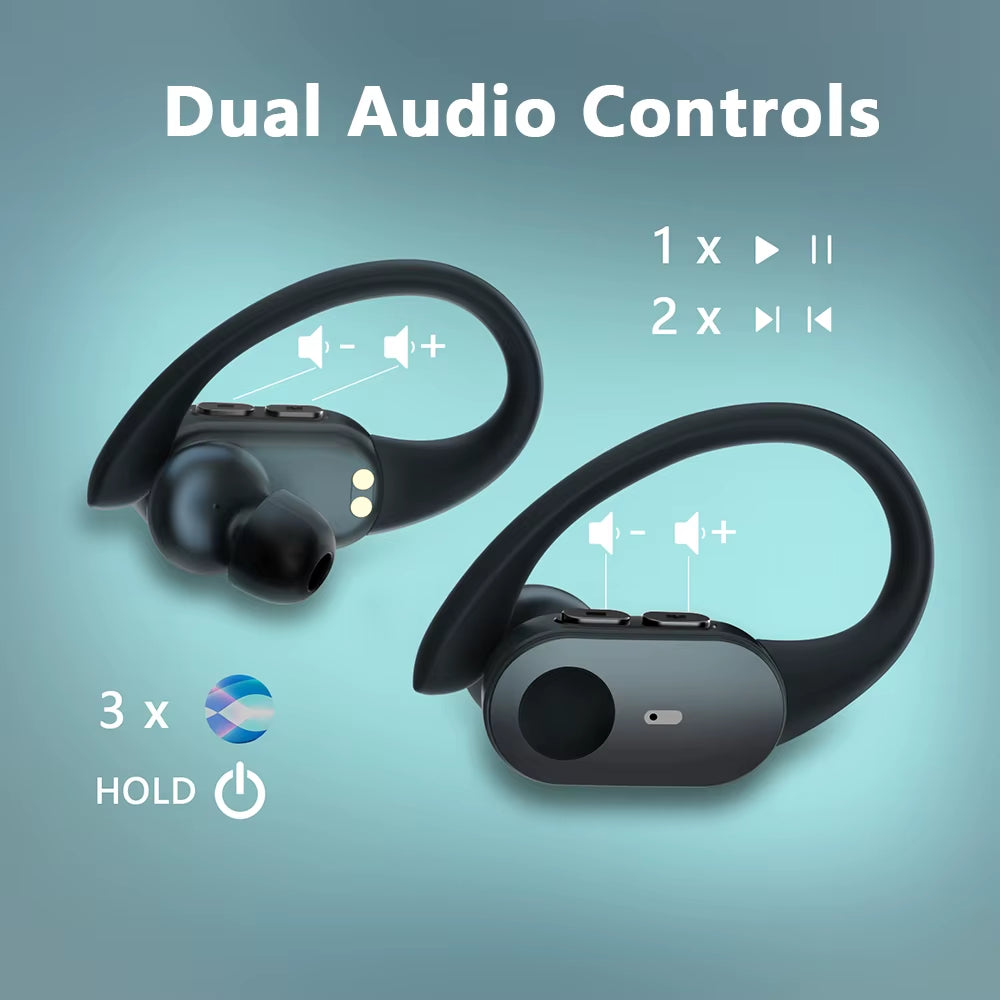 T68 Deep Bass Wireless Earbuds Bluetooth 5.3 TWS Earphones In-Ear LED Display Waterproof True Earphones for Work Gym Sports