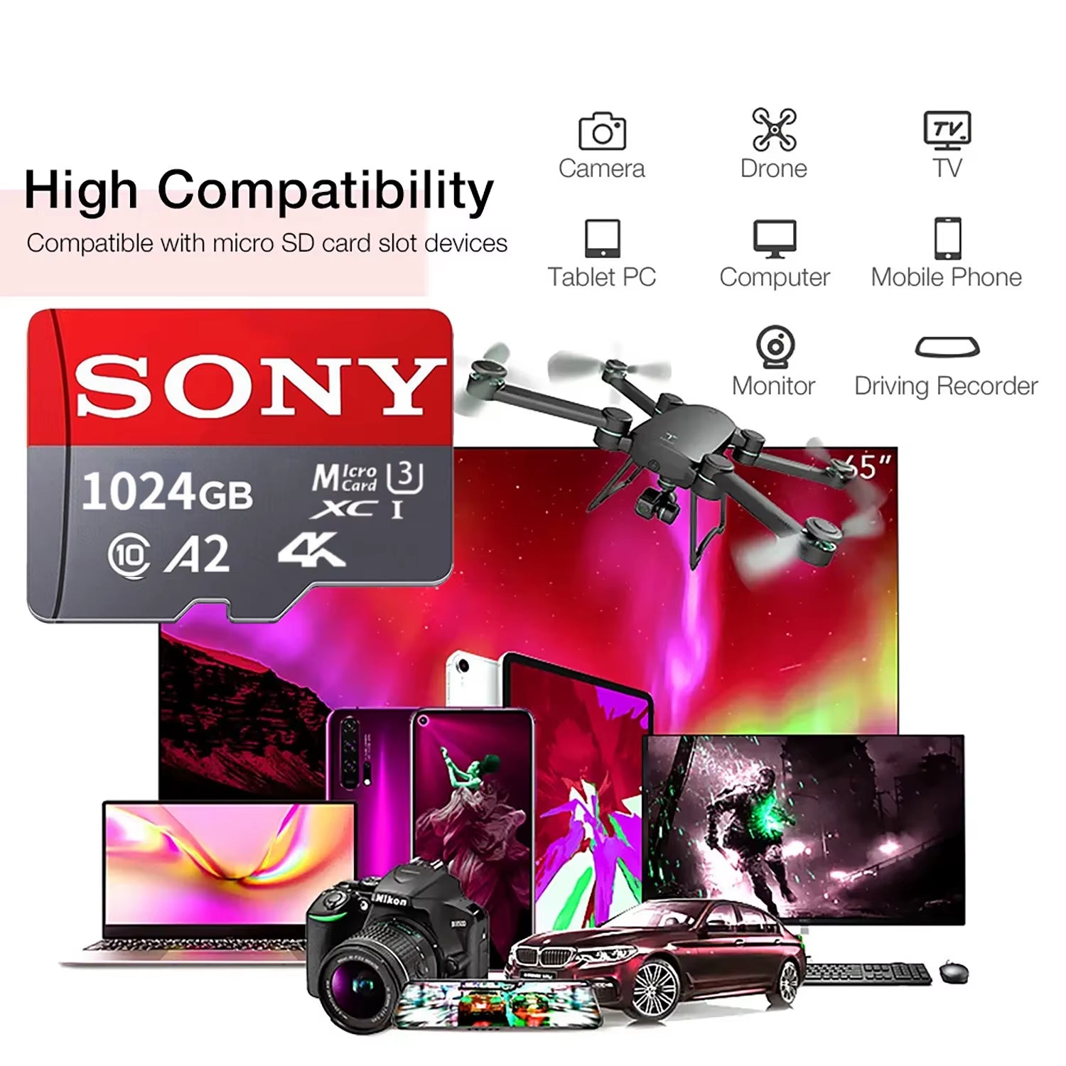 SD Memory Card Extreme Micro TF SD Card 1TB 512GB 128GB 256GB U3 V30 4K Full Memory Flash Cards for Phone Computer Camera