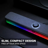 GS515 RGB Desktop Soundbar 2.0 Channel Stereo Computer Speakers for Desktop Bluetooth 5.3, USB-C/USB Powered, Black