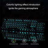 EWEADN Typewriter Gaming Keyboard, 104 Keys, Retro Punk round Keycaps, Blue Backlight, USB Wired, for Windows Pc/Laptop