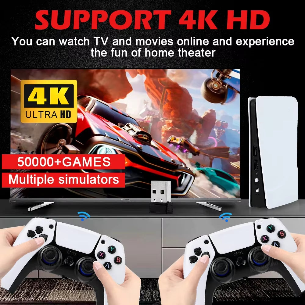 GB5 Video Game Console 256GB/128GB/64G 50000 + Retro Games HD TV Game Box 5 Two Gamepads for PS1/PPSPP/MAME Arcade Gaming Stick
