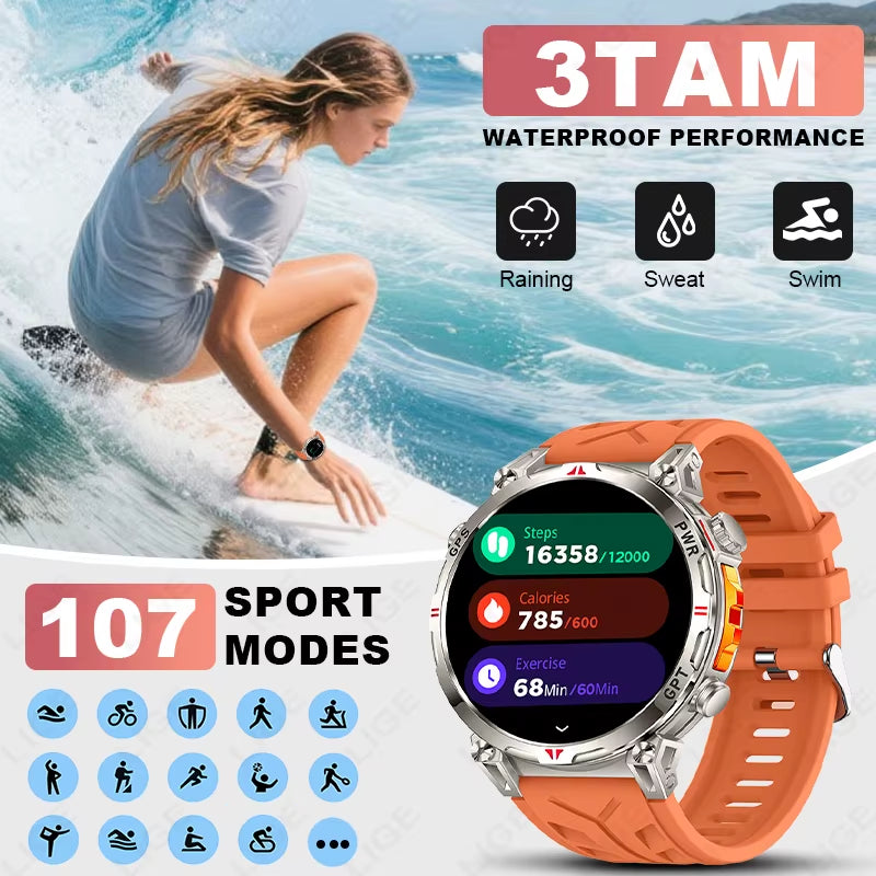 New 530Mah Large Battery GPS Smart Watch Men 1.39" HD Display Outdoor Compass Sports Fitness Bluetooth Call Men Smartwatch