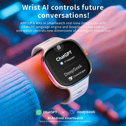 New APPLLP 6 MAX Android Smart Watch Phone Amoled Touch Screen Rotating Camera AI Translation Function Chatgpt