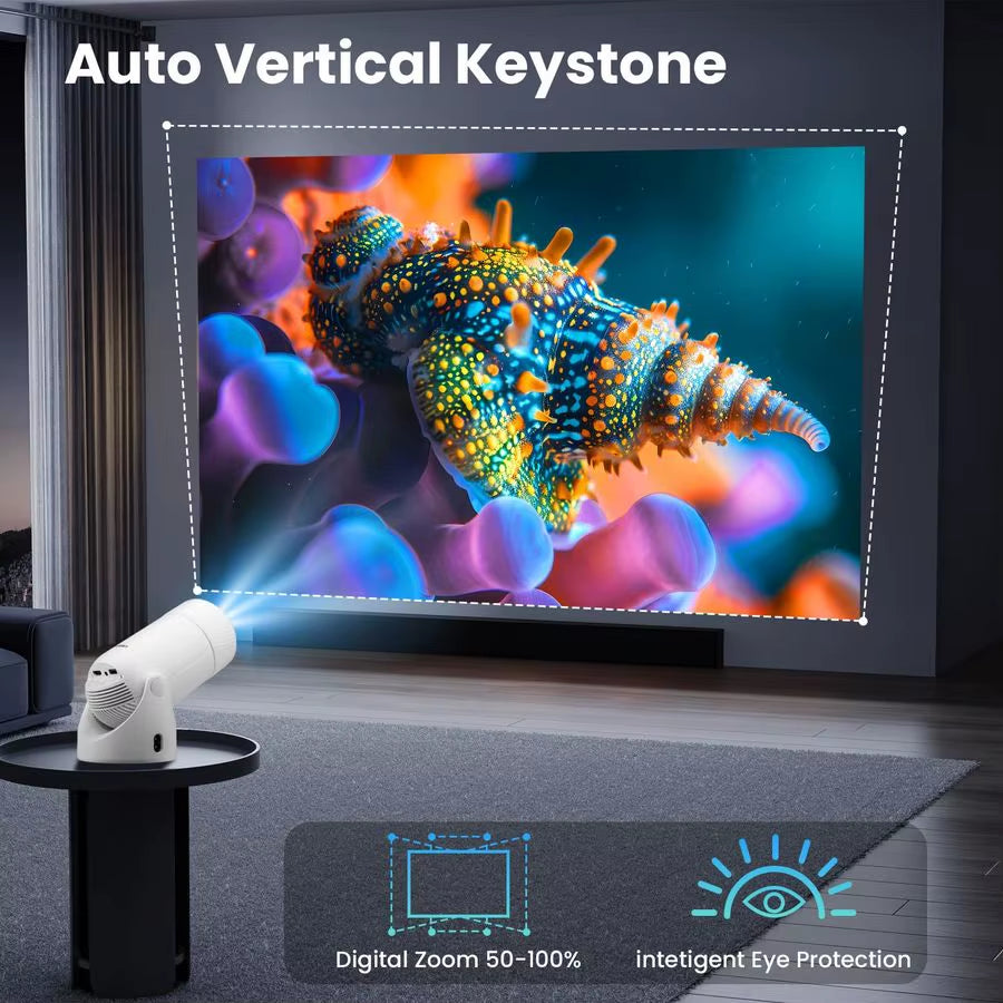 Projector Supports 4K, Wifi, Bluetooth, and 180 Degree Roation Built in Speaker Connects to Phone Iphone Android TV Stick, Outdo