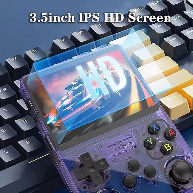 R36S Retro Handheld Game Console 3.5-Inch IPS Screen Video Game Player Built-In 22,000 Games Halloween Gift 128G Purple