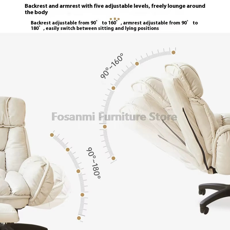 Comfort Soft Desk Chair with Adjustable Armrests Home Office Ergonomic Wide Seat Computer Chairs High-Back Gaming Recliner Chair