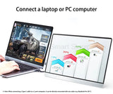15.6 Inch Portable Monitor Enlarge Screen IPS Wire Connectivity for Phones Computers PS Games High Resolution Wide Compatibility