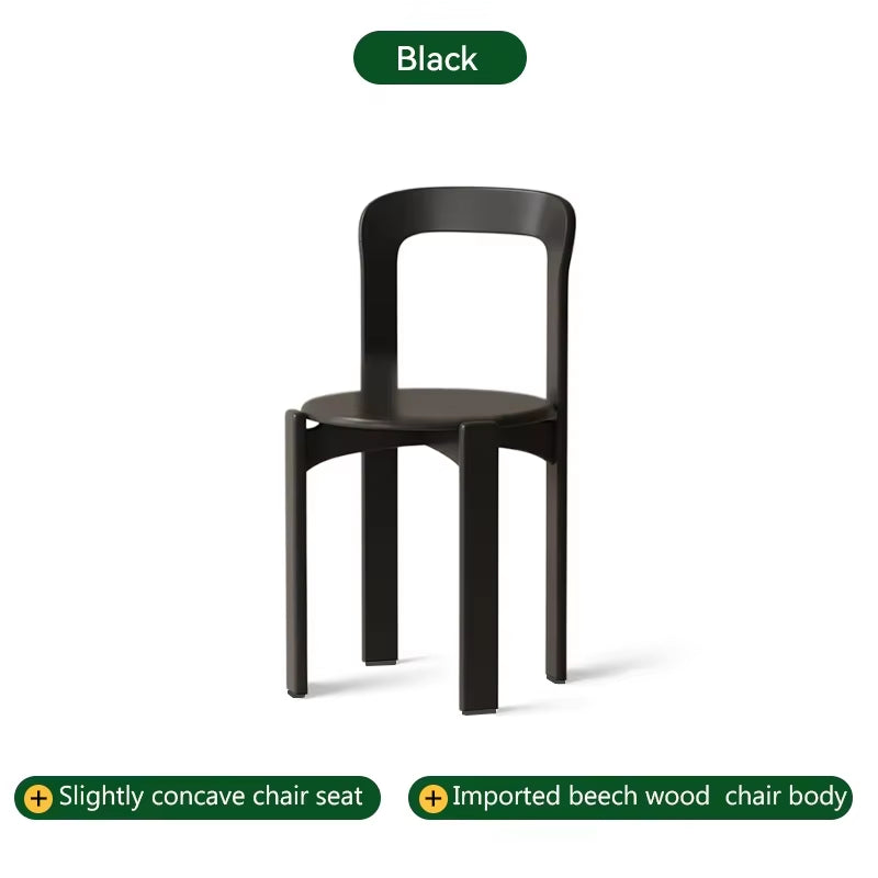 Rey Chair Nordic Beech Solid Wood Plywood Dining Stackable Vintage Curved Backrest Swiss Chair