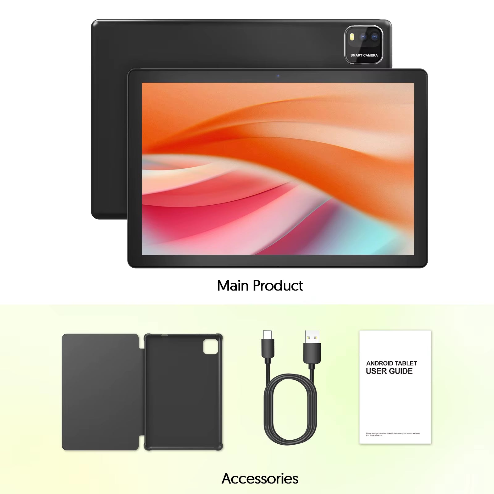 Android 14 Tablet, 10.1 Inches, Quad-Core Processor, 6GB RAM + 64GB ROM, 600GB Expansion Memory, 6000Mah