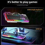 Gaming Wired Keyboard Mouse Combos Set Rainbow Glow Backlight 104 Keys Metal Panel Mechanical Feel Keyboard for Laptop Desktop