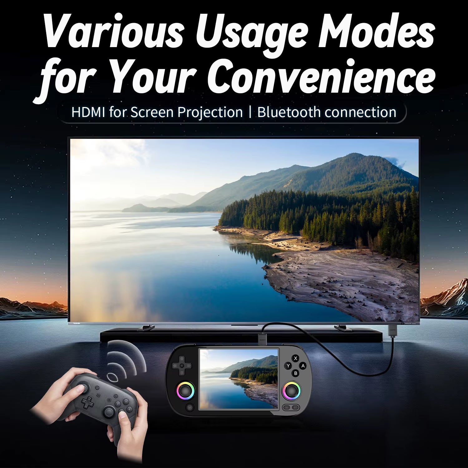RG40XX H Handheld Games Console 4.0" IPS Screen Linux 64-Bit Multicolor LED Lights Retro Gaming Console over 5000 Games