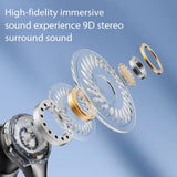 New Mirror Surface Digital Display Soft Silicone Ear Clip Wireless Bluetooth Earphones with Noise Reduction, High-Definition Sound, Lossless for Sports
