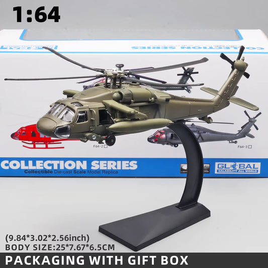 Black Hawk Helicopter Alloy Model with Display Stand & Gift Box Packaging Realistic Sound & Light Features Perfect for Display