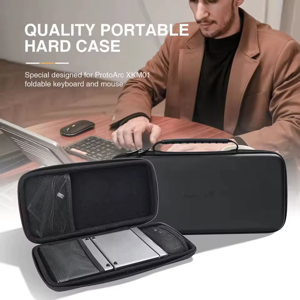 Protoarc XKM01 Tri-Fold Bluetooth Wireless Keyboard and Mouse Combo Protable Slim 2.4G Full Size 105 Key Foldable Keyboards