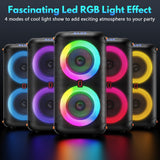 Bluetooth Speaker, Home Singing Portable Party Speaker with 2 Microphones, Dual 6.5'' Subwoofer Deep Bass, Rgb Lights, T27-T