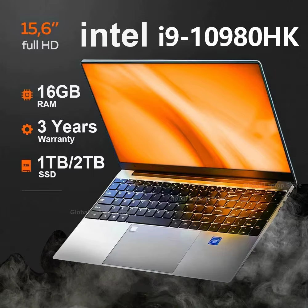 15.6 Inch Portable Laptop Fingerprint Unlock Notebook 16GB 1TB Windows 11 Gaming Laptops Computer  I9-10980Hk Notebook PC