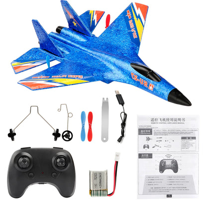 SU27 RC Plane 2.4G 2CH Remote Control Flying Glider with LED Lights EPP Foam Airplane Toys for Children Gifts