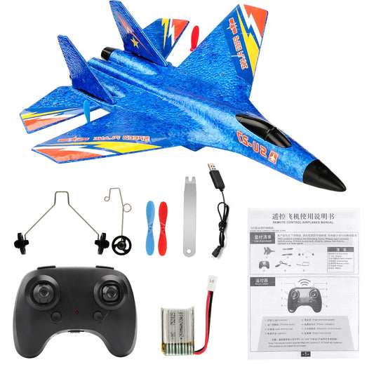 SU27 RC Plane 2.4G 2CH Remote Control Flying Glider with LED Lights EPP Foam Airplane Toys for Children Gifts
