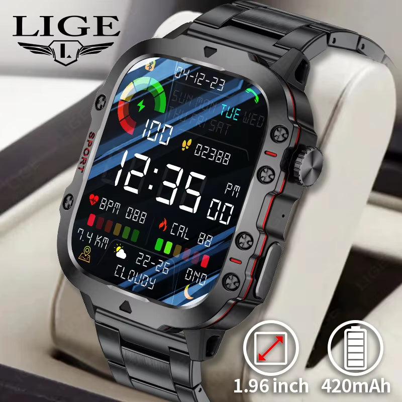 2024 New for Xiaomi Military Smart Watch Men IP68 5ATM Outdoor Sports Fitness Tracker Health Monitor 1.96" BT Call Smartwatch