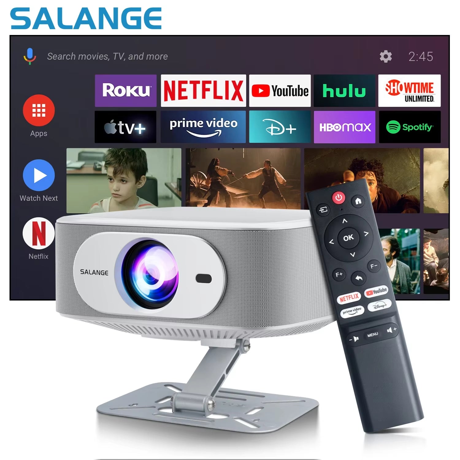 P92MAX Android13 Smart Projector Netflix Officially Licensed HD 1080P BT5.2 Wifi 12000L Elec Focus Auto Keyston 4K Movie