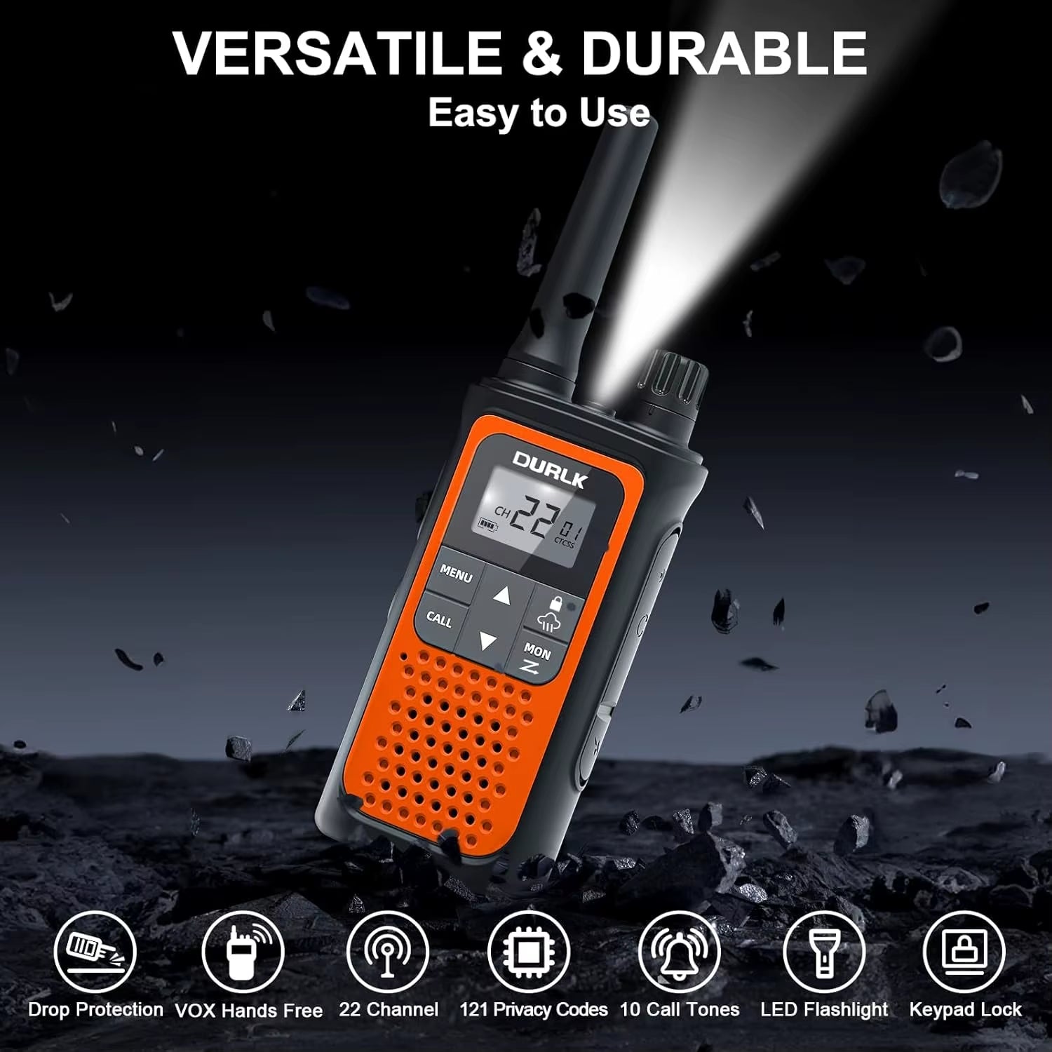 Long Range Rechargeable Walkie Talkies 3 Pack with NOAA Weather Alert, 22 Channels & USB-C Charging for Outdoor Adventures