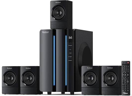Home Theater System 800 Watts Peak Power 6.5" Subwoofer 5.1/2.1 Surround Sound Stereo Bluetooth Speakers Systems for TV