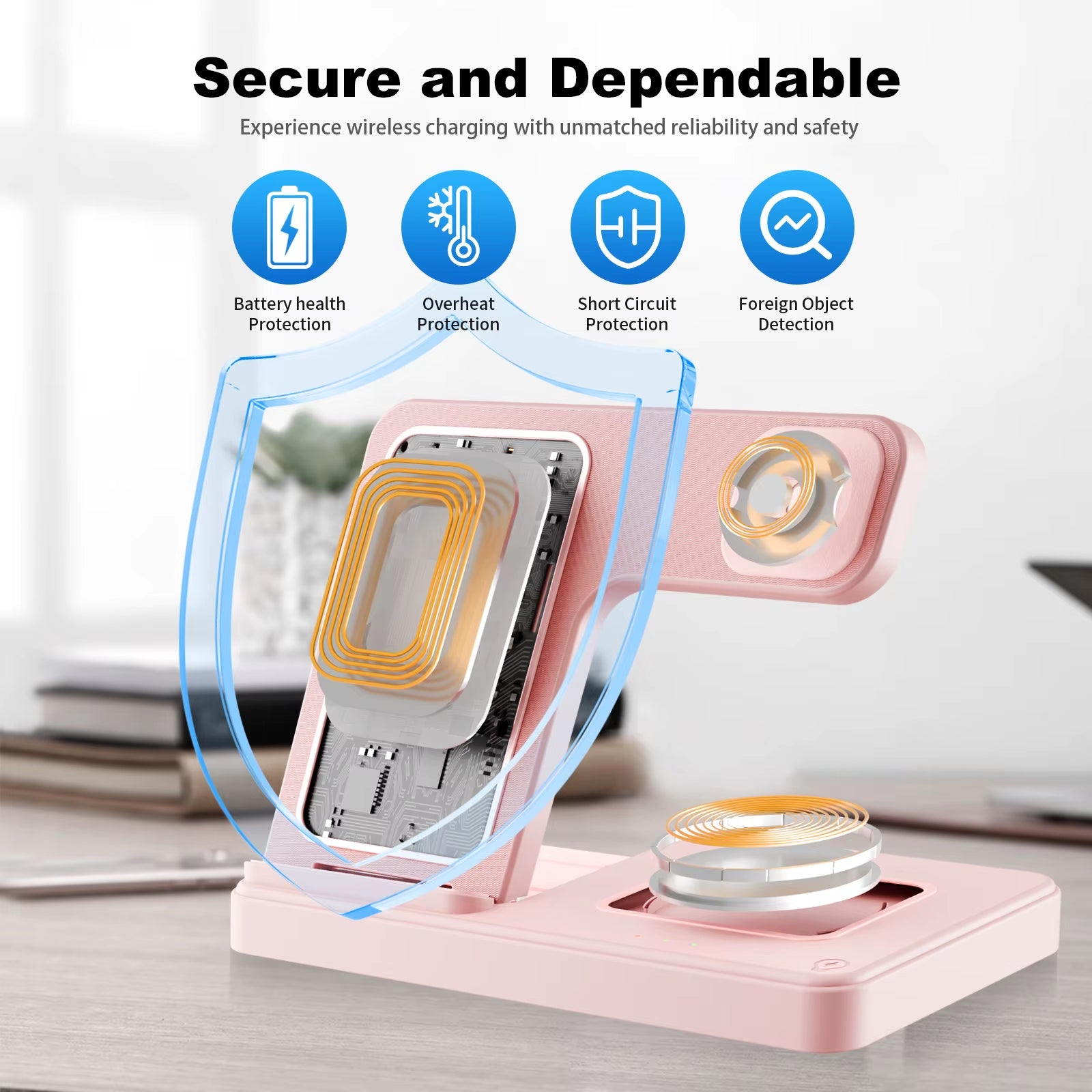 3 in 1 Magnetic Wireless Charger Stand 15W Fast Charging Dock Station Multiple Devices for Iphone 15 14 13 8 Apple Watch Airpods