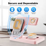 3 in 1 Magnetic Wireless Charger Stand 15W Fast Charging Dock Station Multiple Devices for Iphone 15 14 13 8 Apple Watch Airpods