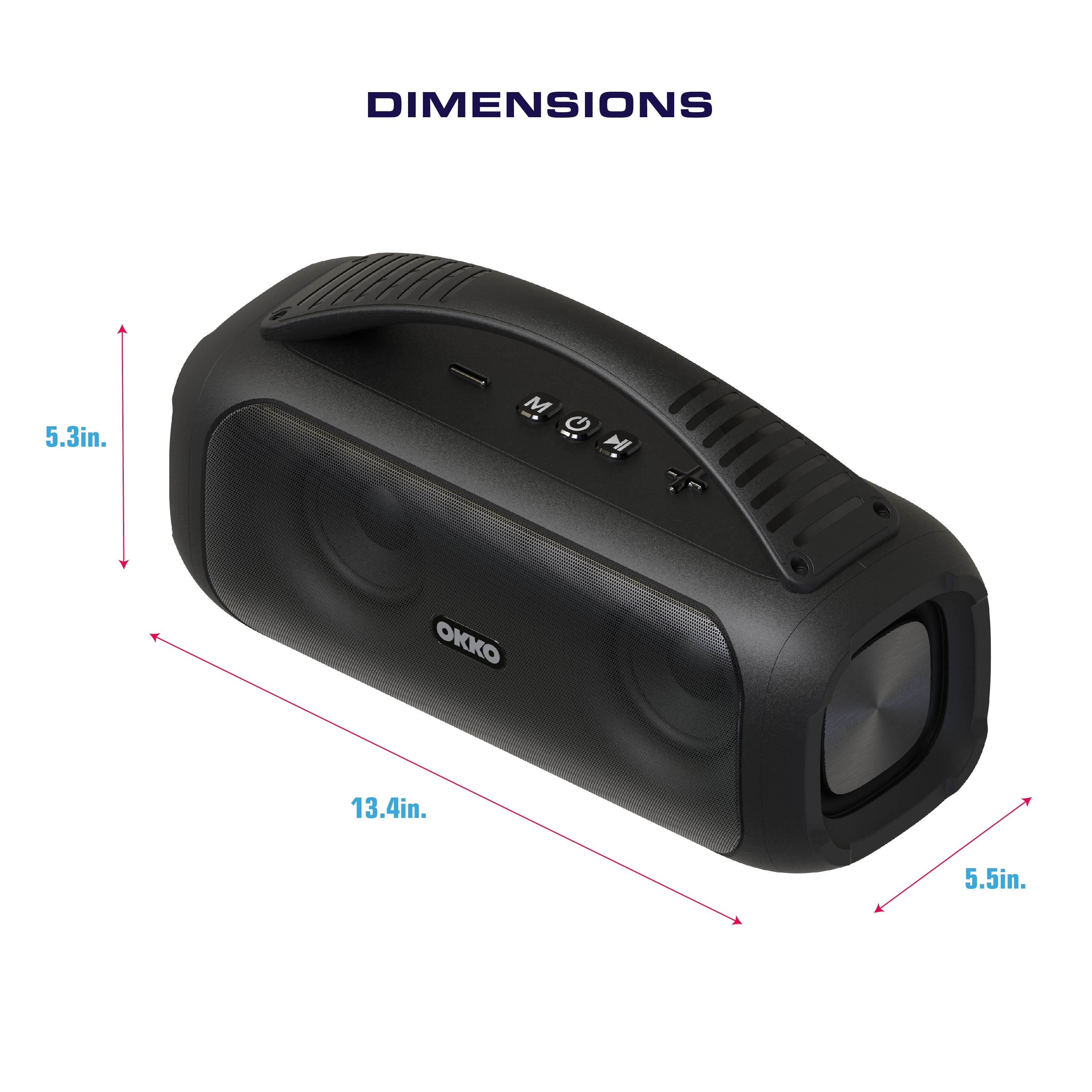 Portable Bluetooth Speaker with LED Lights and Carrying Handle, Black