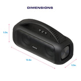 Portable Bluetooth Speaker with LED Lights and Carrying Handle, Black