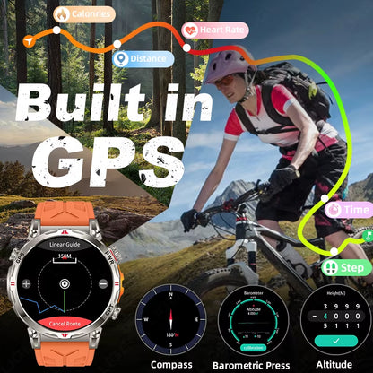 New 530Mah Large Battery GPS Smart Watch Men 1.39" HD Display Outdoor Compass Sports Fitness Bluetooth Call Men Smartwatch