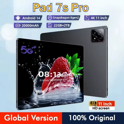 2025 New Pad 7S Pro Tablet 11'' Original Android 14 Tab 5G Dual SIM 20000Mah WIFI HD Screen Children'S Tablets Kids Tablet PC
