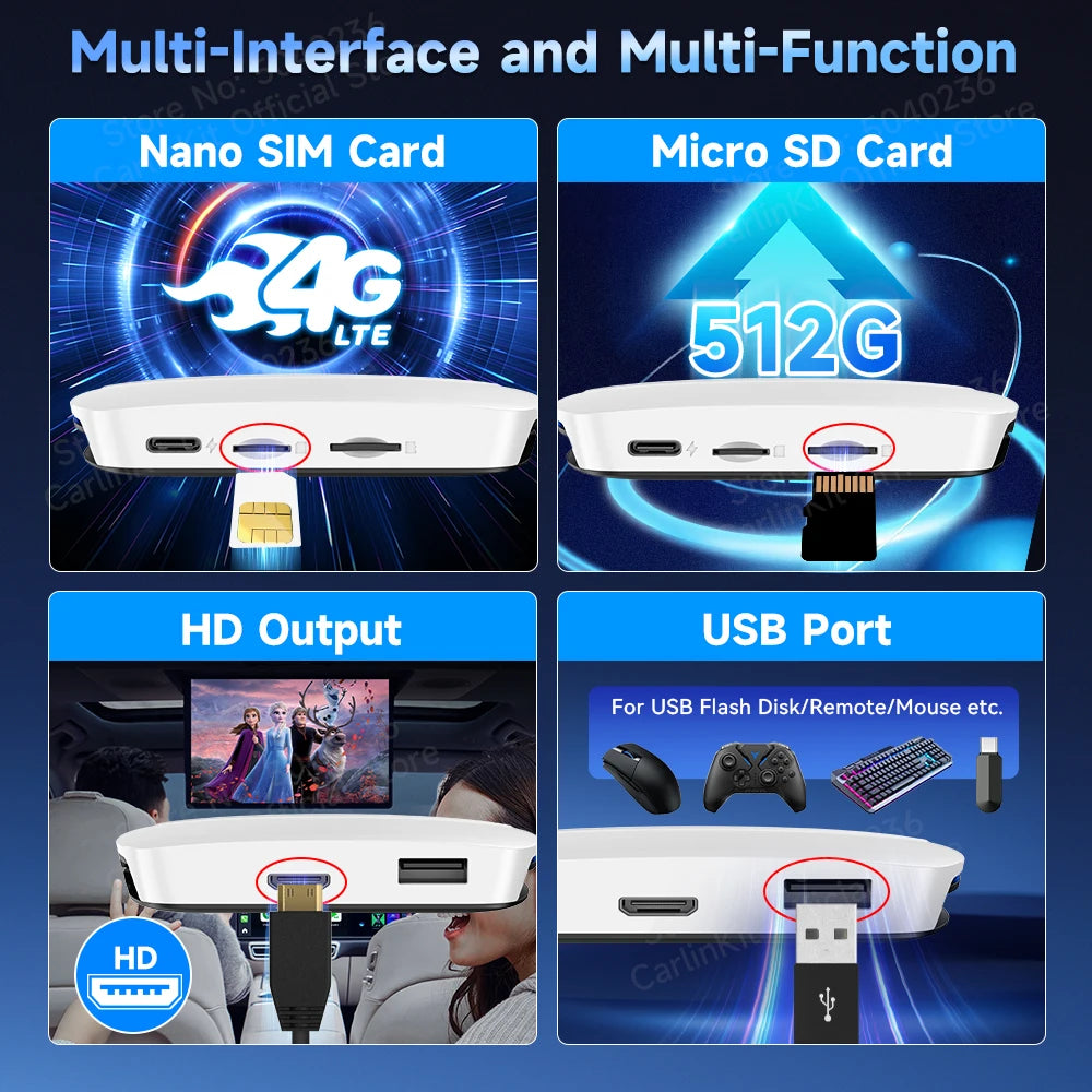 UHD Android 13 Smart TV Box Qualcomm 8-Core Wireless Carplay Android Auto Adapter GPS HDMI Video Output Carplay Ai Box